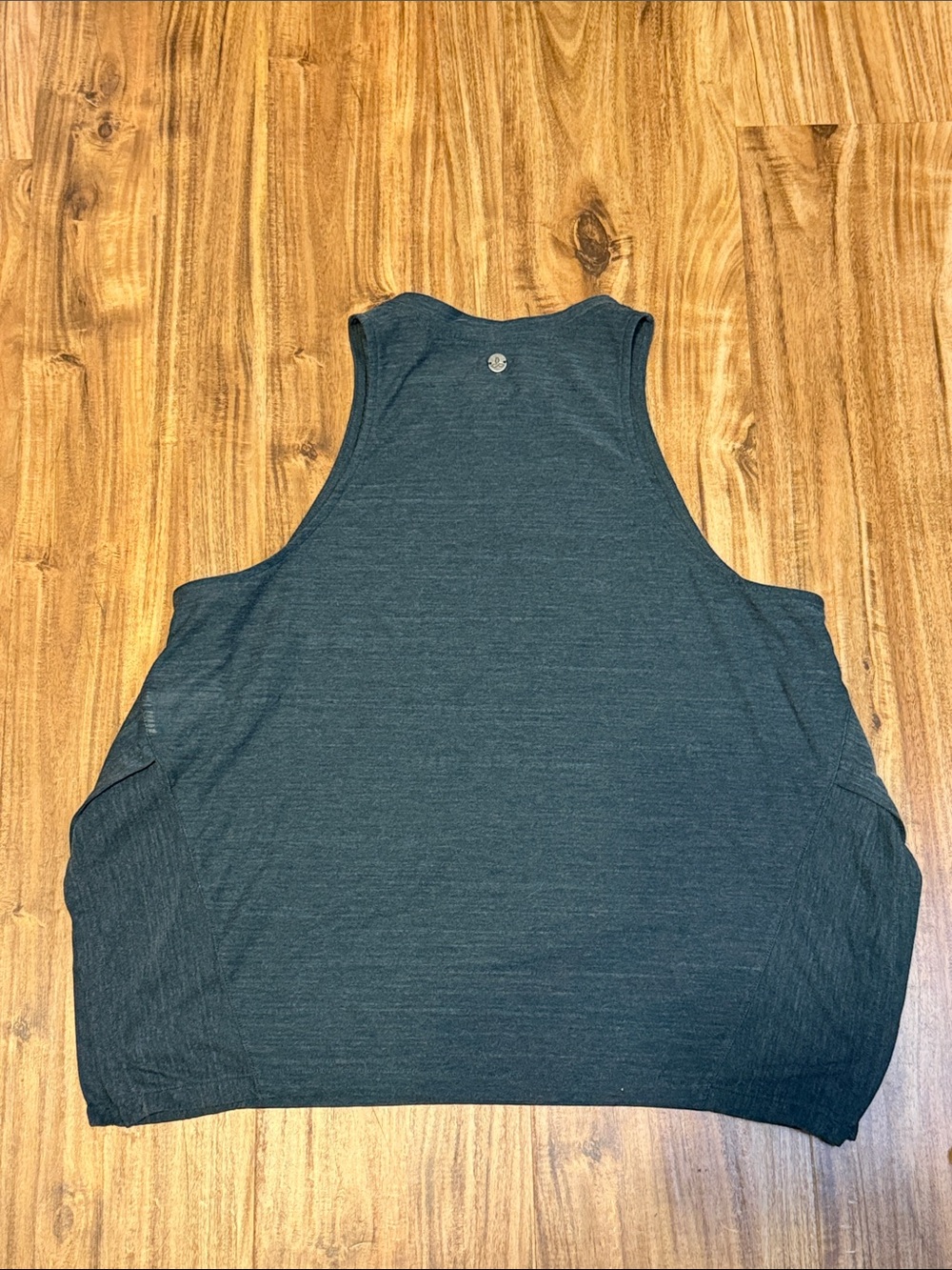Prana women medium tank top Charcoal gray green High Neck split sides burnout - Picture 4 of 8